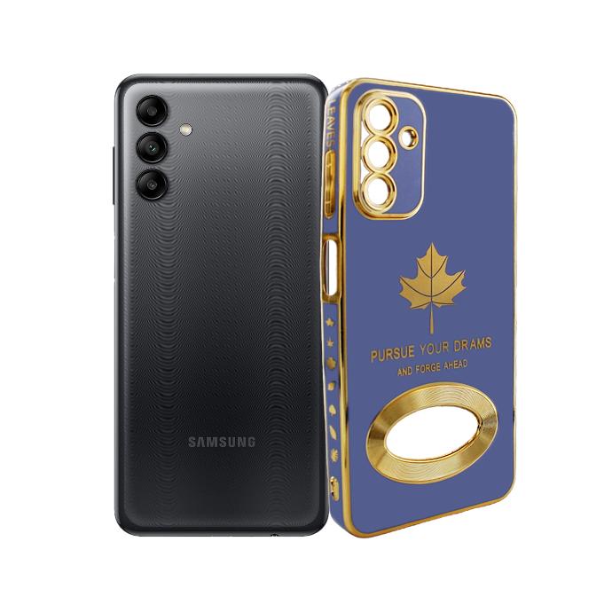 [PO29BSA04s-10-17] Samsung A04S/A13 5G Gold Chrome Magsafe Design Print Back Case (Navy Blue)