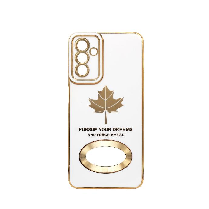 [PO29BSA04s-6-1] Samsung A04S/A13 5G  Leaf Gold Chrome Back Case (White)