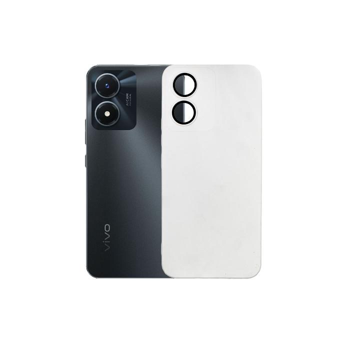 Matte Camera Ring Case for Vivo Y02s - White Soft Silicone
