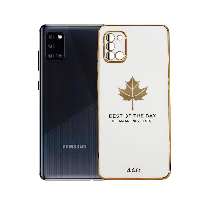 Samsung A31 Leaf Gold Chrome Back Case (White)