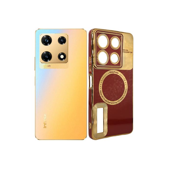 Infinix Note 30 Pro Magsafe Logo Print Chrome Case (Maroon)
