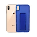 Iphone XS Max Silicone Metal Ring With Back Stand Grip Back Case (Blue)