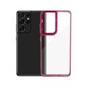 Samsung S21 Ultra New Skin Chrome Camera Ring Back Case (Maroon)