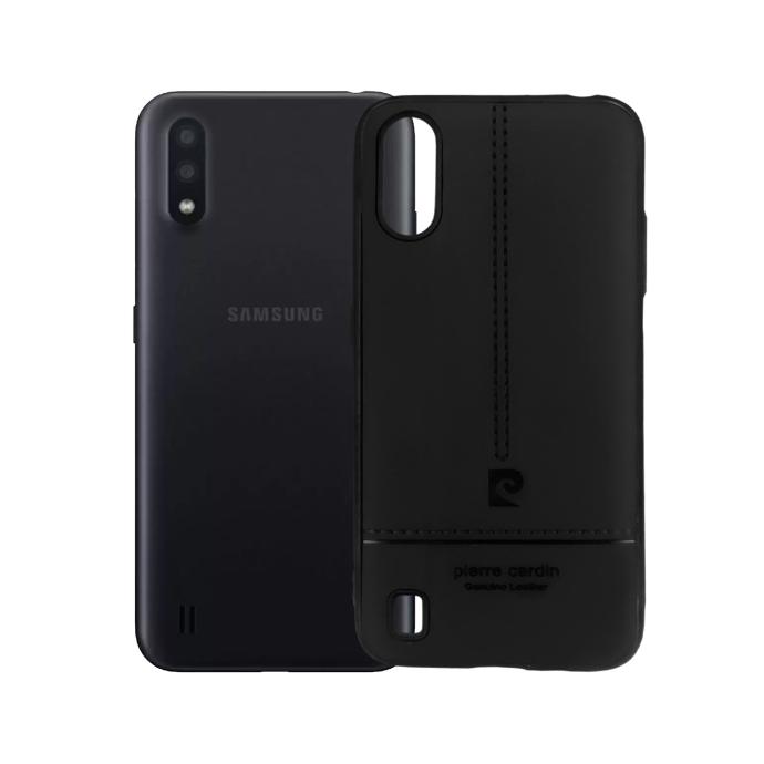 Samsung A01 Pierre Cerdin Leather Back Case (Black) 