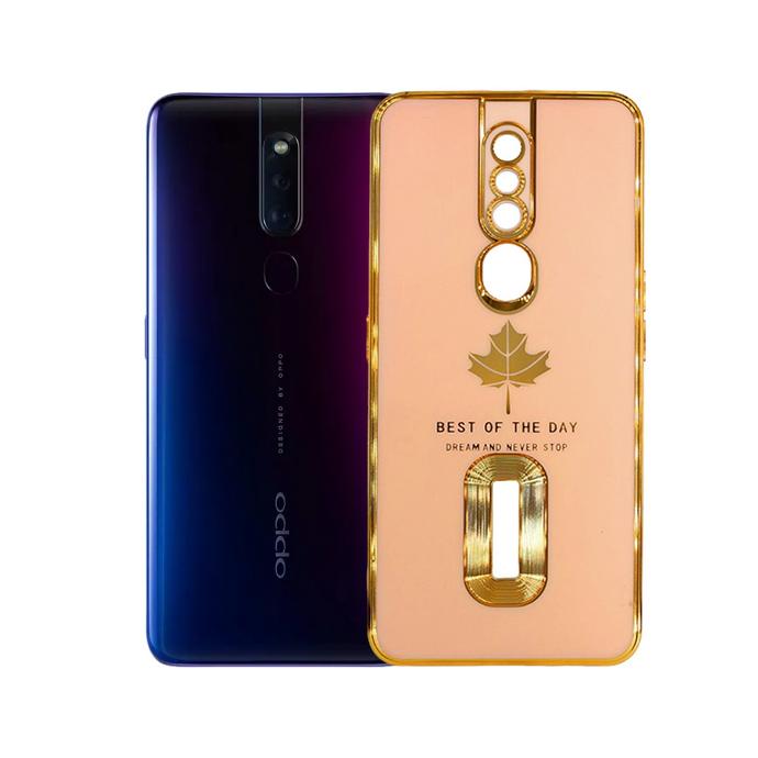 Oppo F11 Pro Leaf Gold Chrome Back Case (Baby Pink)