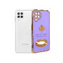 Samsung A22 Leaf Gold Logo Chrome Back Case (Light Purple)