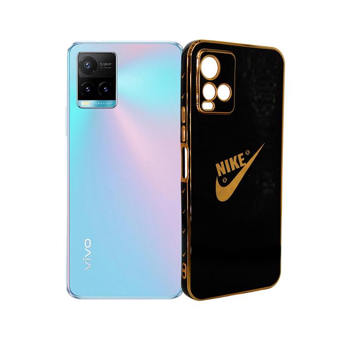 Vivo Y33S/Y21T/Y33T Nike Logo Gold Chrome Back Case (Black)