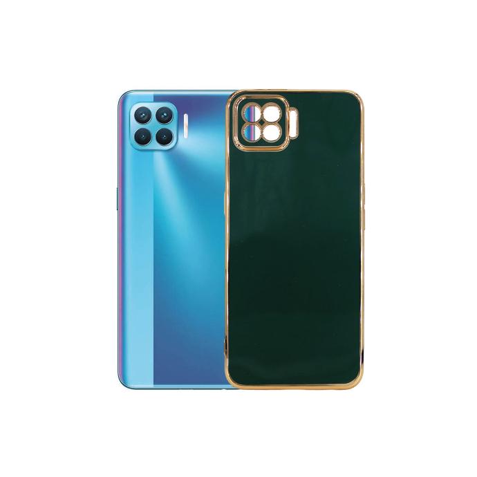 [PO29BOF17-5-11] Oppo F17 Gold Chrome Back Case (Green)