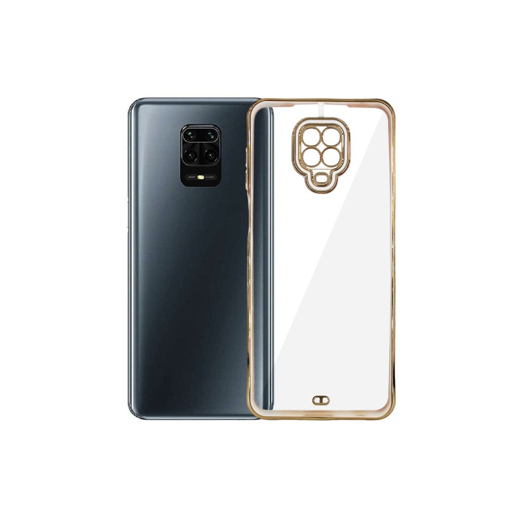 [PO29BMINOT9PR-1-1] Redmi Note 9S/Note 9 Pro Diamond Side Gold Chrome Back Case (White)