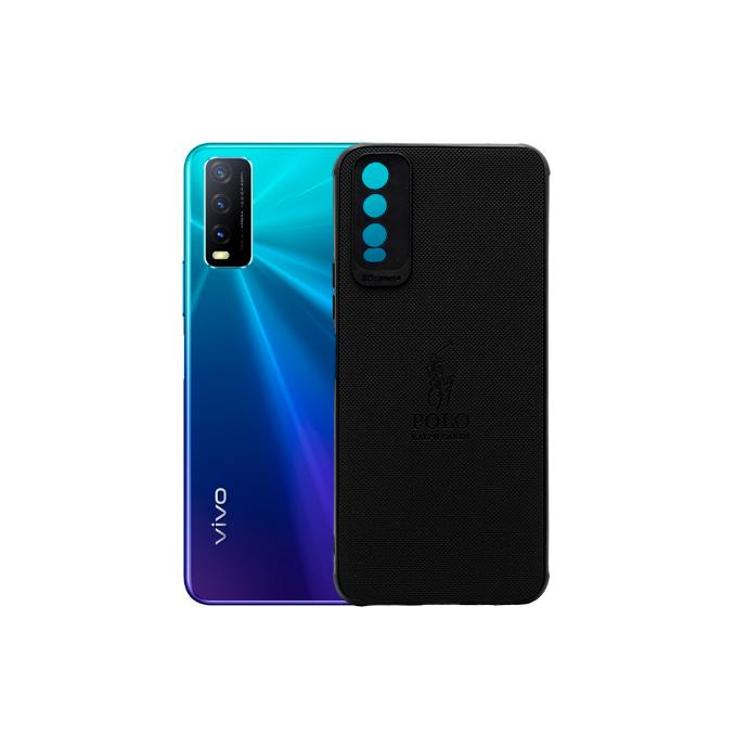 Vivo Y20/Y12S/Y12A/Y20S Markhor Logo Print Leather Back Case (Black)