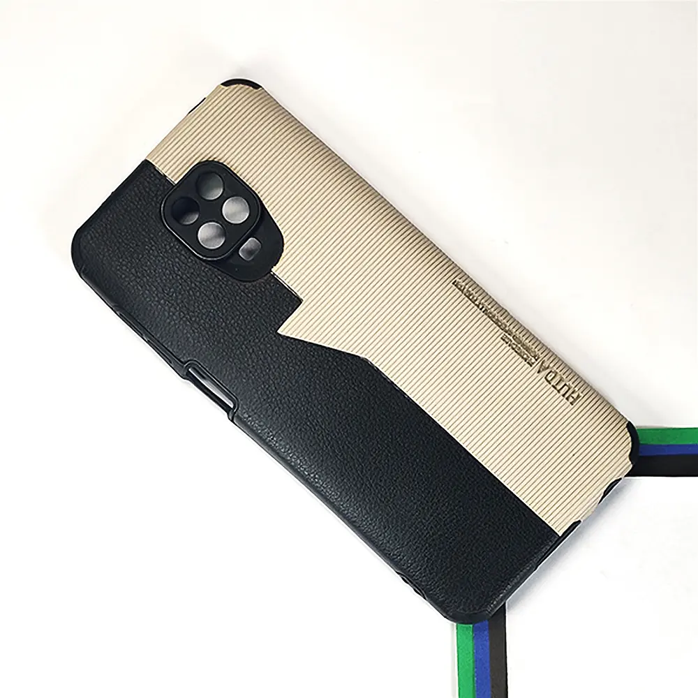 Redmi Note 9S Huida Dual Leather Back Case (Black)