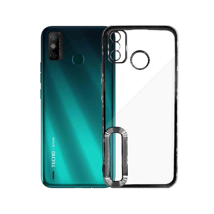 Tecno Spark 7 / 7T CD Chrome Black Case – Slim Metallic TPU Cover