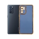 Oppo Reno 6 4G Gold Logo Chrome Back Case (Sky Blue)