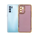 Oppo Reno 6 4G Gold Logo Chrome Back Case (Light Purple)