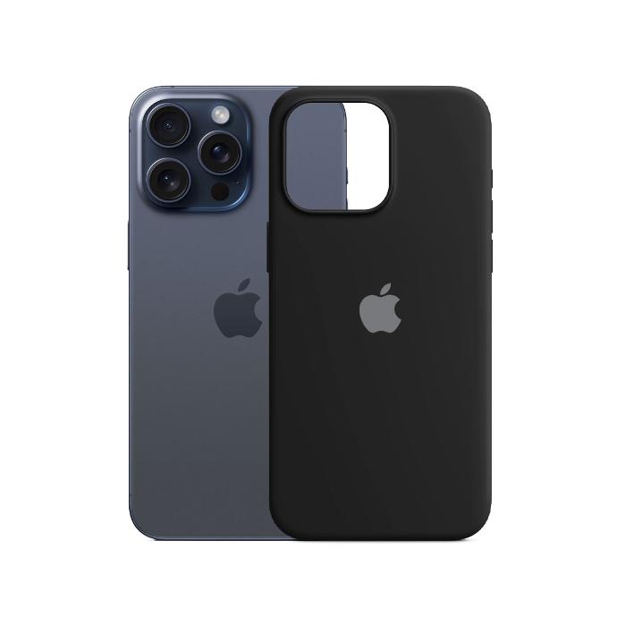 [PO23BIP15PMAX-1-2] Original Soft Silky Black Back Case for iPhone 15 Pro Max – Slim Full‑Cover