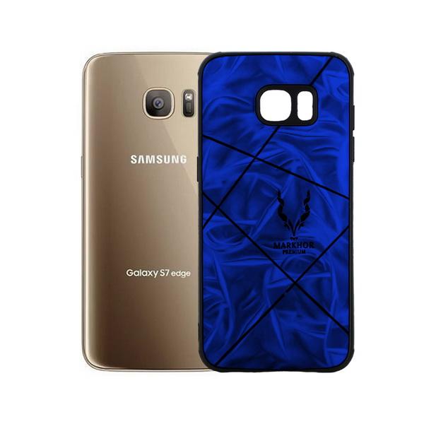 Samsung S7 Markhor Logo Back Leather Case (Blue)