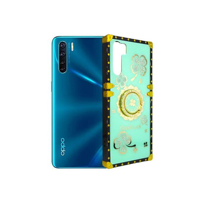 Oppo F15/Reno 3 LV Ladies Fancy Strip Back Case (Sea Green)