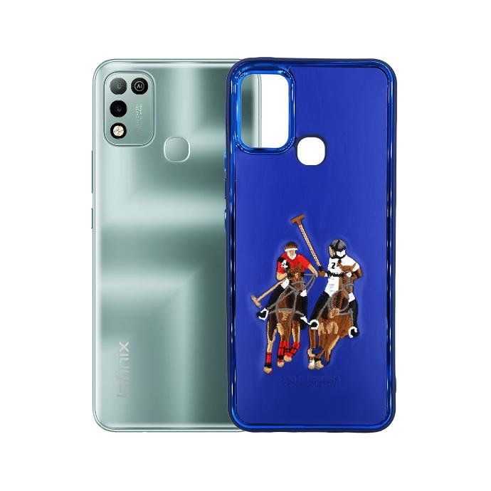 Infinix Smart 5/Hot 10 Lite/Smart 6 Polo Brand Leather Side Metal Ring Back Case (Blue)