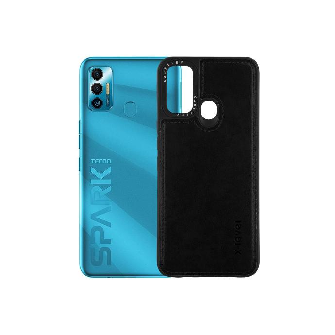 Tecno Spark 7/Spark 7T X-Level Luxury Leather Back Case (Black)