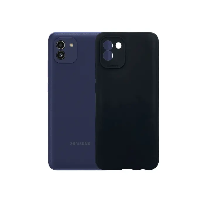 [PO4BSA03-4-2] Samsung A03 Matte Soft Silicone Paper Case (Black)