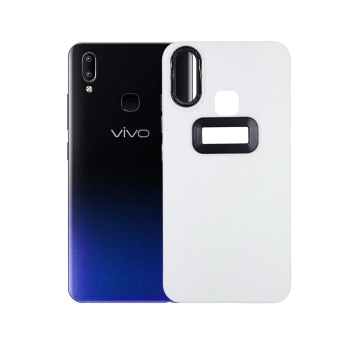 [PO14BVIY95-13-1] Vivo Y95/Y93/Y91 Camera Metal Chrome Ring Case - White