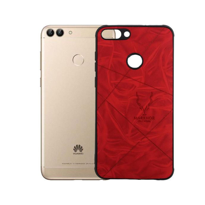 Huawei P Smart Markhor Leather Back Case (Red)