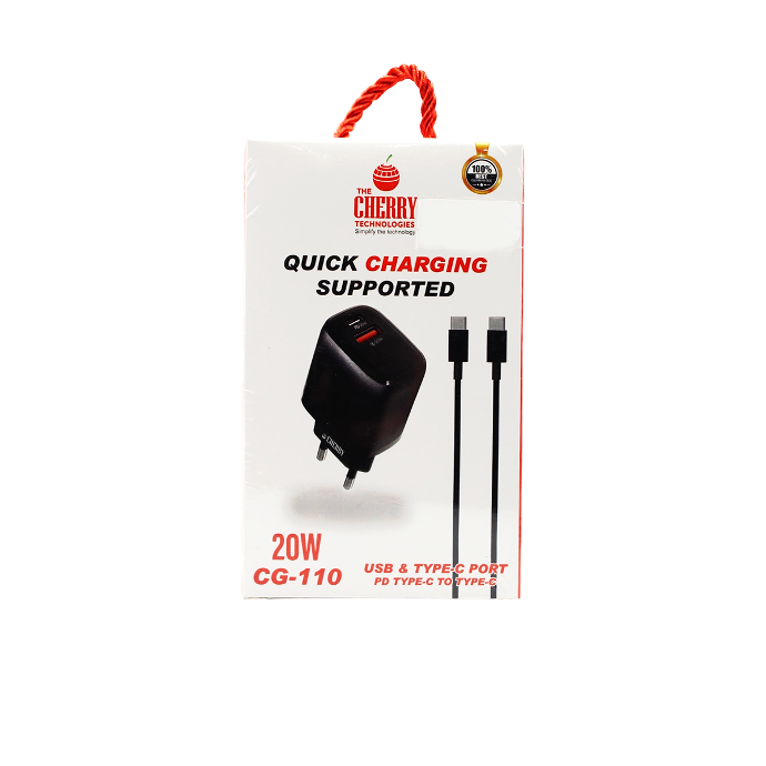 Cherry CG-110 20W Charger with iPhone & Type-C Cable - Fast Charging