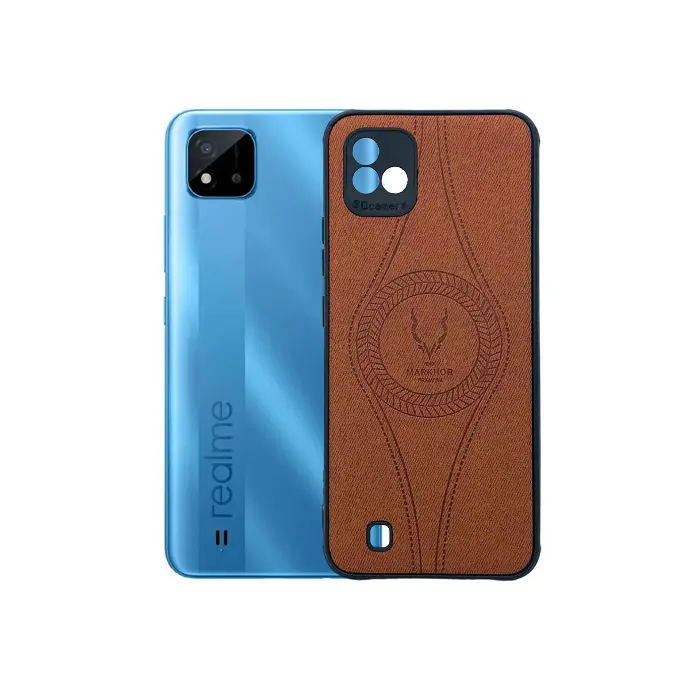 Oppo Realme C11 2021 Markhor Logo Leather Back Case (Brown)