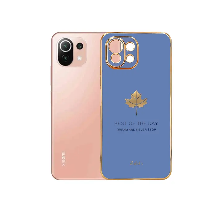 Redmi 11 Lite Leaf Gold Chrome Back Case (Sky Blue)