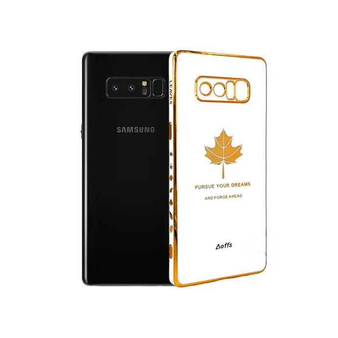 Samsung Note 8 Leaf Gold Chrome Back Case (White)