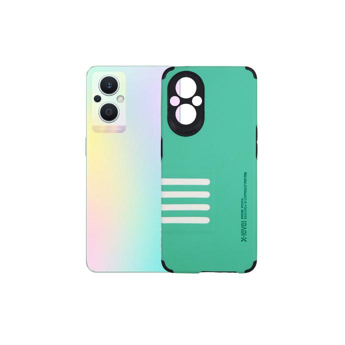 Oppo F21 Pro 5G Three Lines Leather Back Case (Sea Green)
