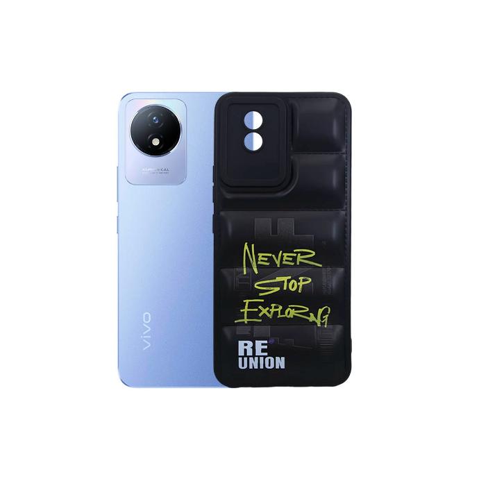 Vivo Y02T/Y02 Puffer Back Soft Silicone Back Case (Black)