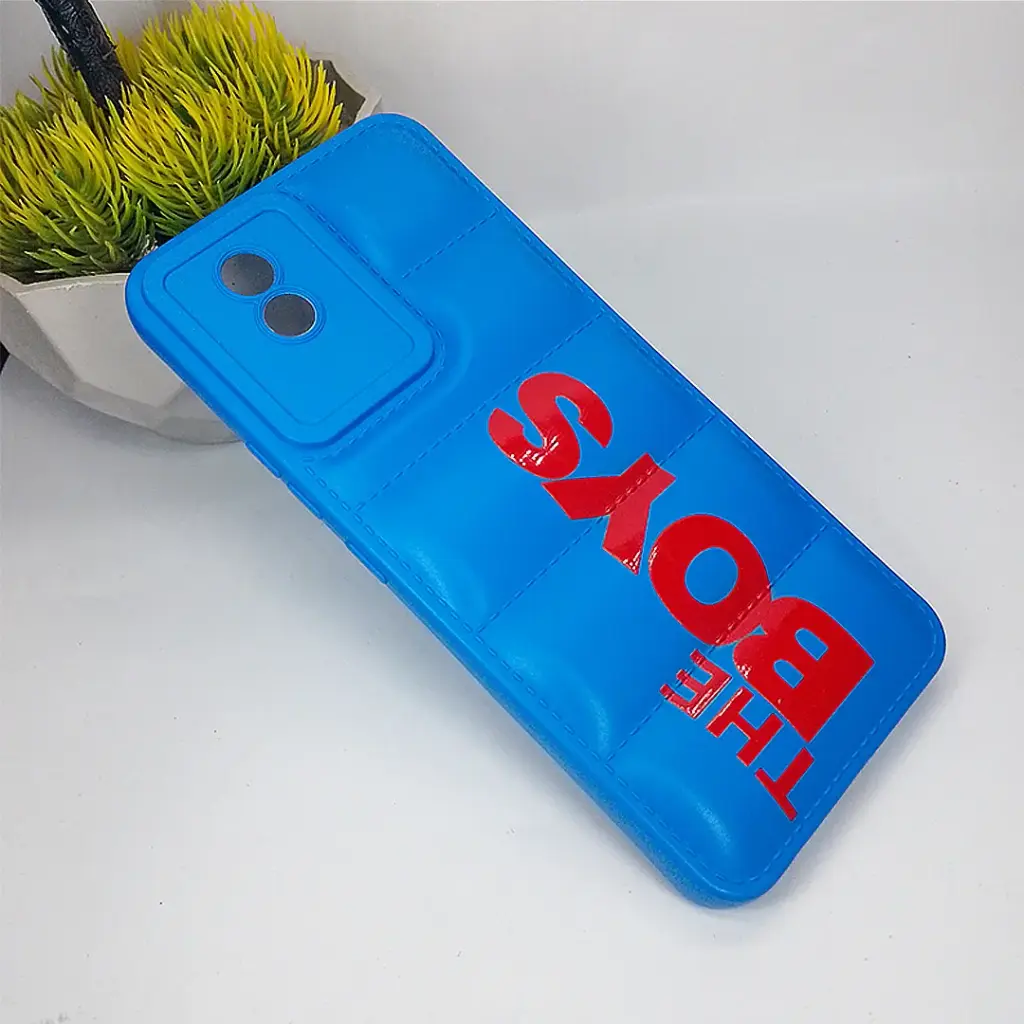 Puffer Back Case for Vivo Y02T - Blue Soft Silicone Protection