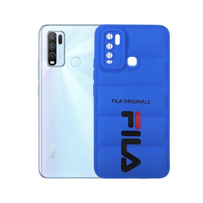 Vivo Y30/Y50 Puffer Back Print Soft Silicone Back Case (Blue)