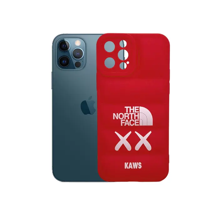 Puffer Back Print Soft Silicone Case for iPhone 12 Pro - Red
