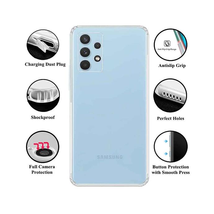 [PO7BSA32-3] Samsung A32 4G Dust Plug Transparent Back Case