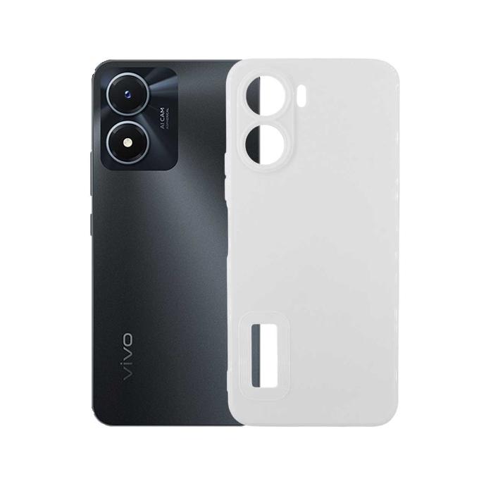 White Soft Silicone Camera Lens Back Case for Vivo Y16 4G - Stylish Protection