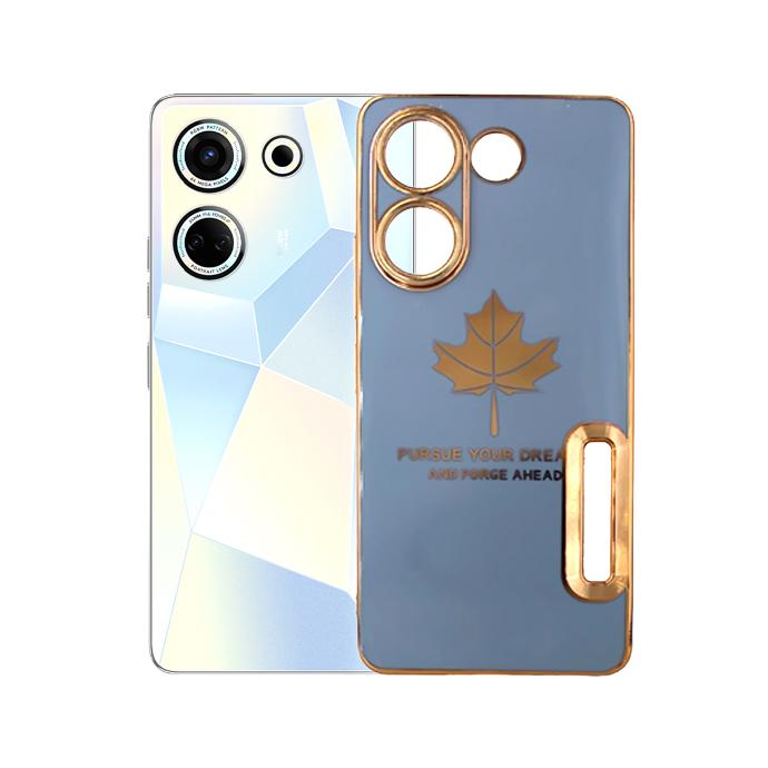 [PO29BTCMN20-6-16] Tecno Camon 20 / 20 Pro Leaf Gold Chrome Case Sky Blue – Slim Cover