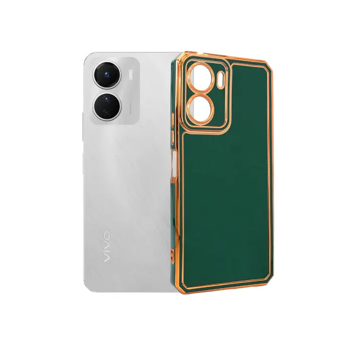 Vivo Y16 Gold Chrome Back Case (Green)