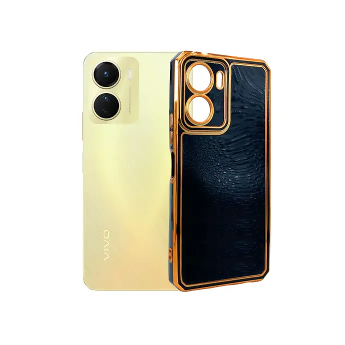 Vivo Y16 Gold Chrome Back Case (Black)