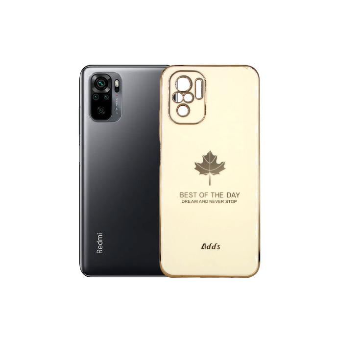 [PO29BMINOT10-6-32] Redmi Note 10S|Note 10 Leaf Gold Chrome Logo Ring Back Case (Skin)