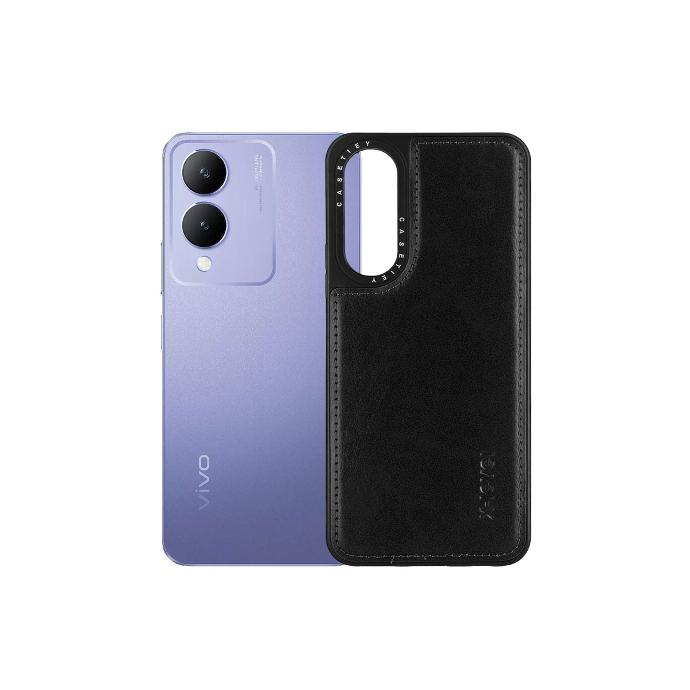 Vivo Y17S X-Level Luxury Leather Back Case (Black)