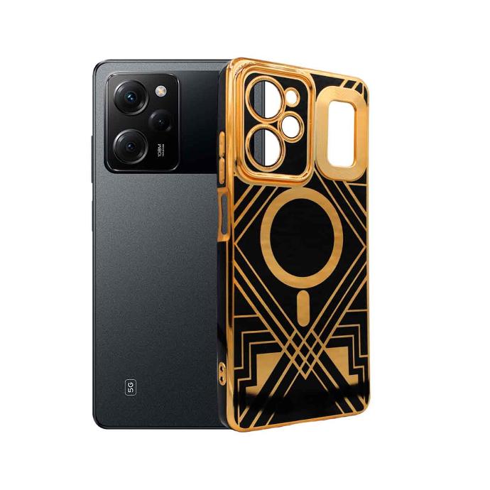 Xiaomi Poco X5 Pro Magsafe Logo Chrome Back Case (Black)