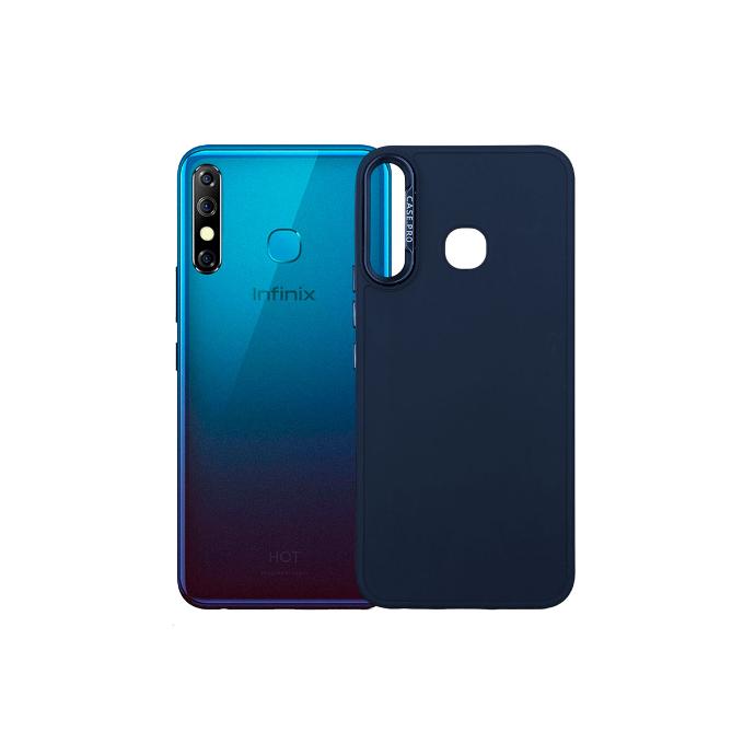 Infinix Hot 8|Hot 8 Lite|Tecno Spark 4 Soft Silicone Camera Ring Case Pro Cover (Navy Blue)