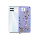 Oppo F17 Shiny Glitter Colour Soft Border With Butterfly Chain Holder (Glitter Does Not Move) (Light Purple)