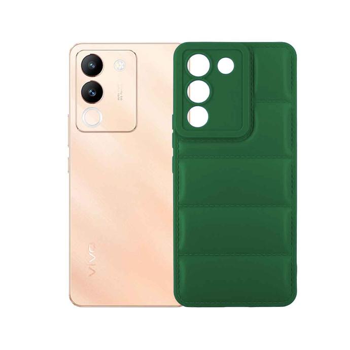 [PO14BVIV29E-17-11] Green Puffer Soft Silicone Back Case for Vivo V29e - Stylish Protection