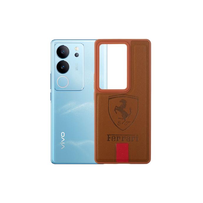 Vivo V29 5G Ferrari Brand Leather Back Case (Brown)