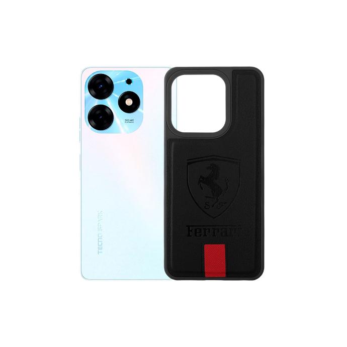 Tecno Spark 10 Pro Ferrari Brand Leather Back Case (Black)