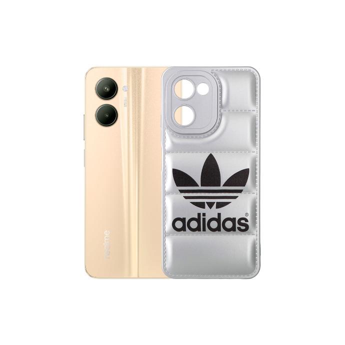 [PO14BORLMC33-18-7] Oppo Realme C33 Puffer Soft Silicone Back Case - Sleek Silver Design