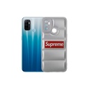 Oppo A53 Puffer With Polish Back Print Soft Silicone Back Case (Silver)